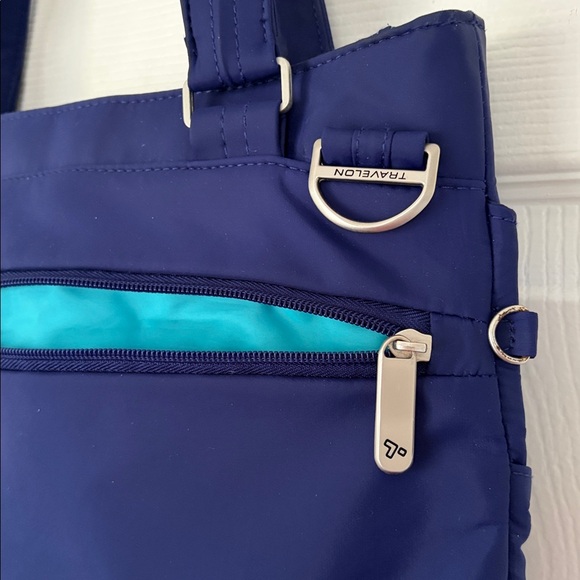Travelon Bag Anti-Theft RFID blocking Tote Shoulder Bag Navy Blue - Picture 4 of 16